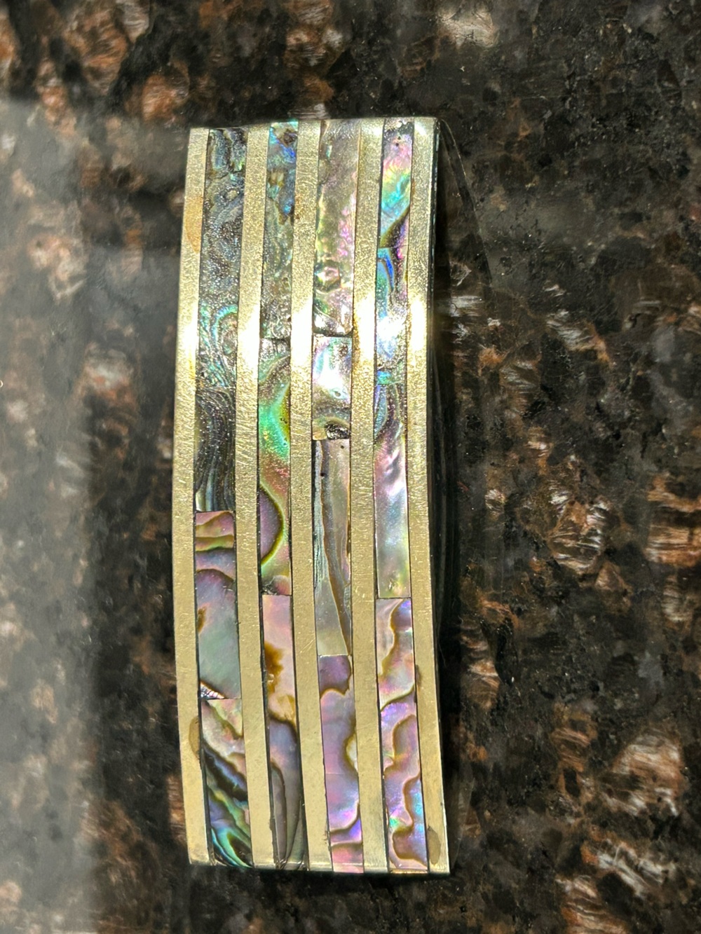 Abalone Inlay Gold-Tone Women’s Cuff Bracelet